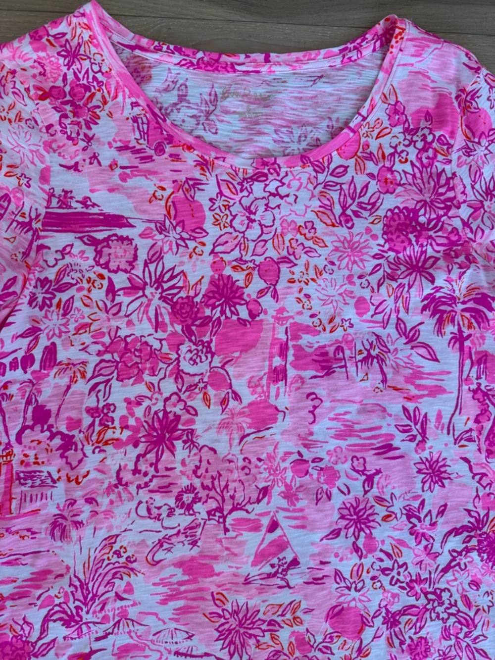 NWOT Lilly Pulitzer Etta Round Neck Pink Patterned Short Sleeve Women's T size S - Picture 5 of 12